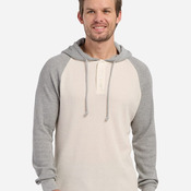 Unisex Waffle Knit Pullover Hooded Long Sleeve T-Shirt